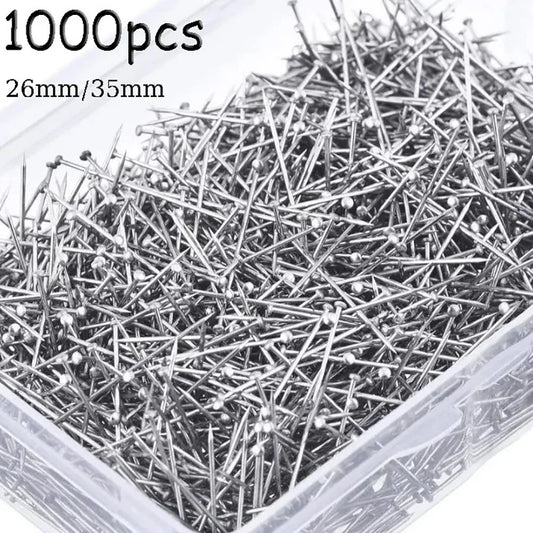 1000PCS Stainless Steel Sewing Pins – 26/35mm Straight Dressmaker Pins with Fine Satin Head for Sewing, Dressmaking & Jewelry Making