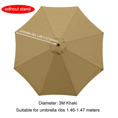 Umbrella Replacement Canopy 6/8 Ribs – Waterproof Patio Parasol Cover for 7.5/9/10ft Outdoor Beach & Garden (No Stand)