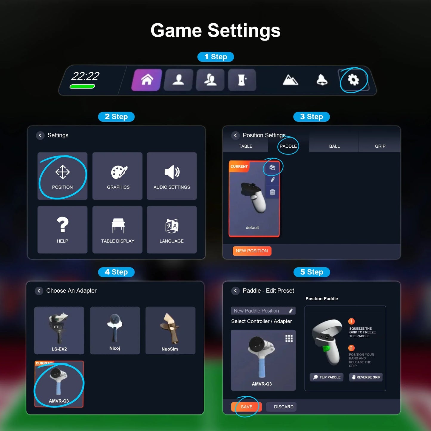 AMVR Table Tennis Paddle Grip for Meta Quest 3 Controllers – Handle Accessory to Elevate VR Gaming Experience