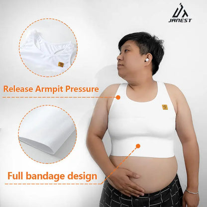 Quick-Dry Pullover Chest Binder – Sports Wear Short Vest Corset with Full Bandage Support, Plus Size