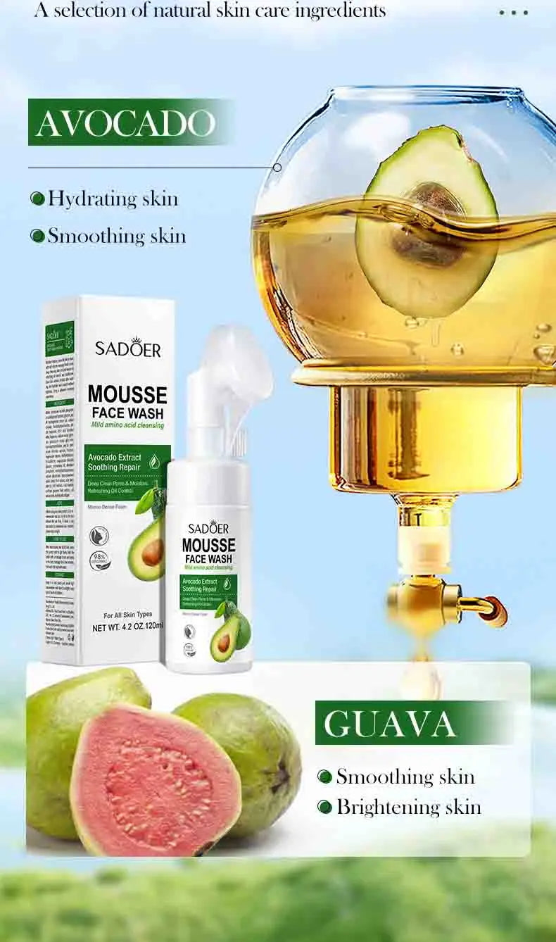 SAODER Fruits Facial Cleanser – Moisturizing & Hydrating Face Wash Foam with Massage for Skincare