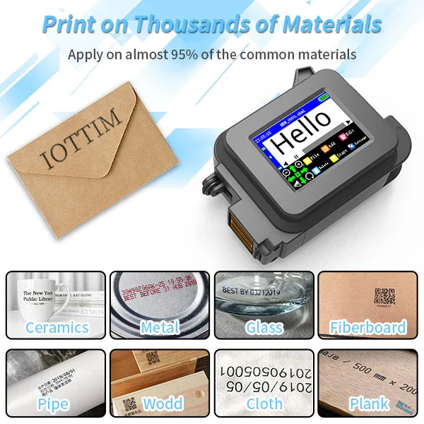 Iottim 12.7mm Mini Portable Inkjet Printer – Handheld Date, QR Code, Logo & Batch Number Printer for Small Business Labeling