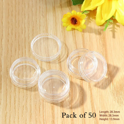 50Pcs Transparent Plastic Jewelry & Bead Storage Box Set – Small Round Containers for Makeup & Organizer