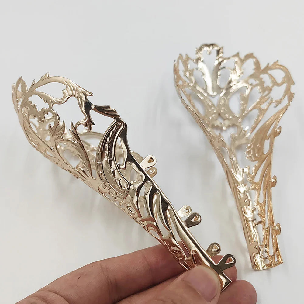 1Pair Metal Heel Covers - Thin High-Heeled Shoes Repair Accessories, Decorative Hollow Metal Pieces, Chinese Retro Style