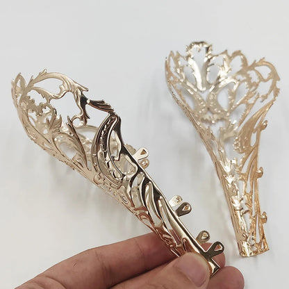 1Pair Metal Heel Covers - Thin High-Heeled Shoes Repair Accessories, Decorative Hollow Metal Pieces, Chinese Retro Style