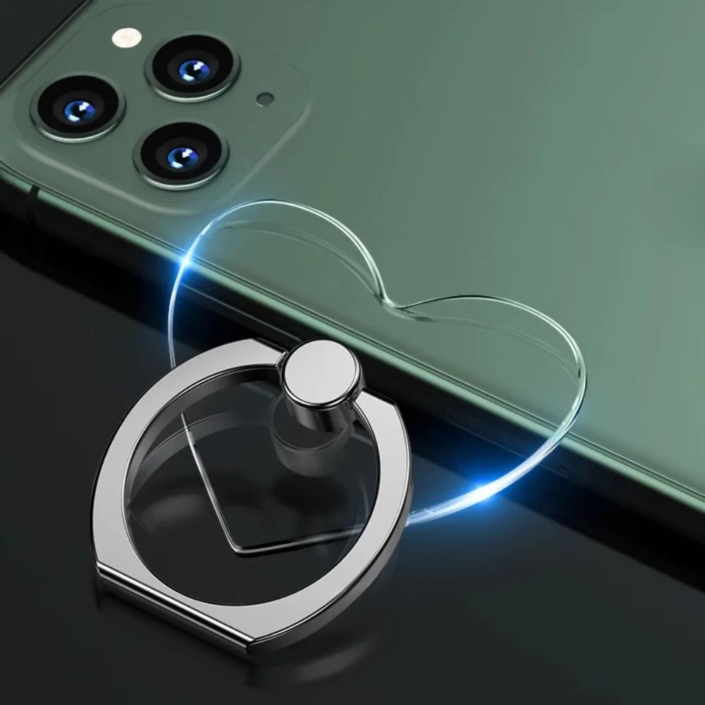360° Rotating Finger Ring Transparent Phone Holder Stand – Clear Finger Grip Kickstand Compatible with iPhone Cases for Secure Hands-Free Viewing