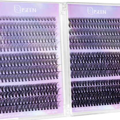 DIY Lash Clusters Kit – Wispy Natural C Curl Eyelash Extensions 8–16mm with Bond & Seal for Salon-Style Eyelash Makeup