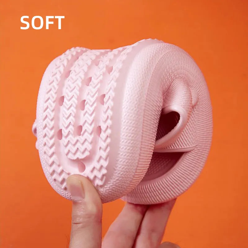 Double Buckle Soft Sole Pillow Slippers for Women: Thick Platform Cloud Slides Sandals - Summer Beach Non-Slip Flip Flops