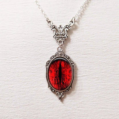 Gothic Vampire Blood Drop Necklace — Vintage Purple & Red Bat Eye Pendant, Witch Jewelry Accessory Gift for Women