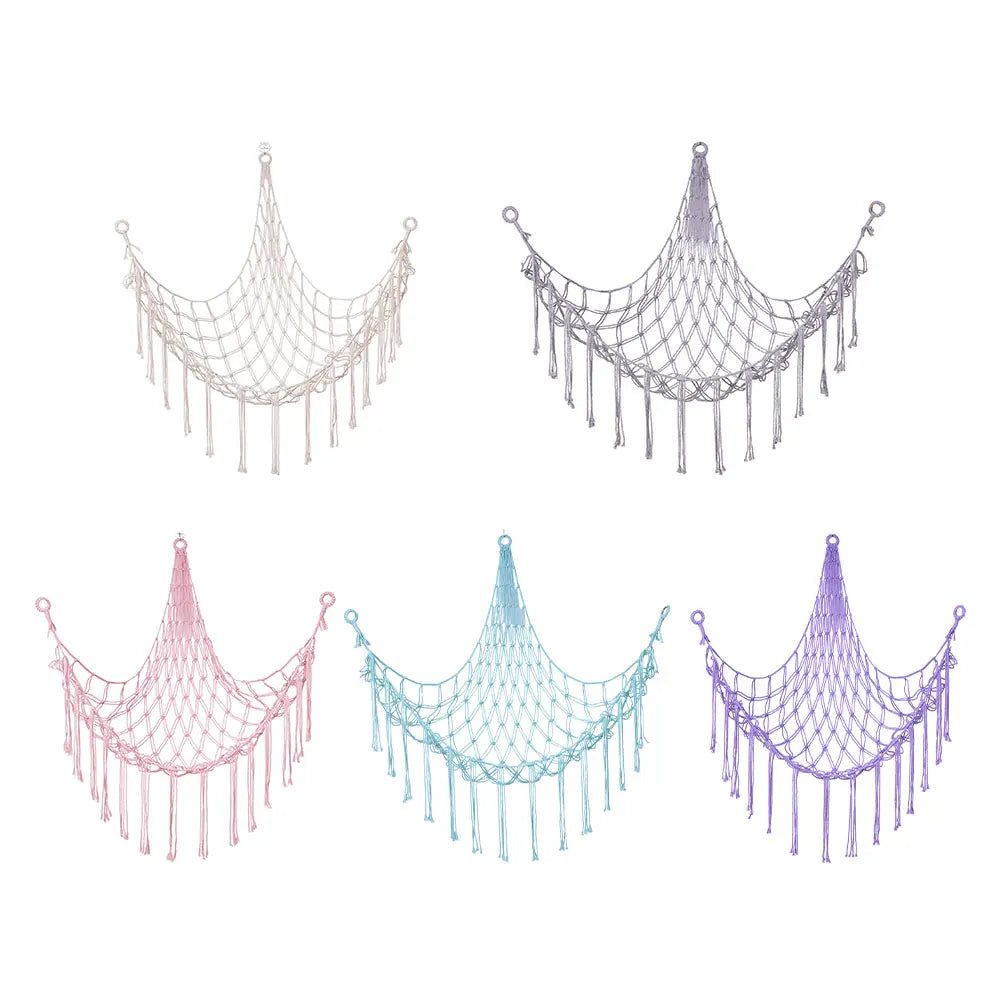 Kids Toy Hammock Wall Corner Hanging Storage Net – Woven Cotton Stuffed Animal Organizer