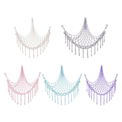 Kids Toy Hammock Wall Corner Hanging Storage Net – Woven Cotton Stuffed Animal Organizer