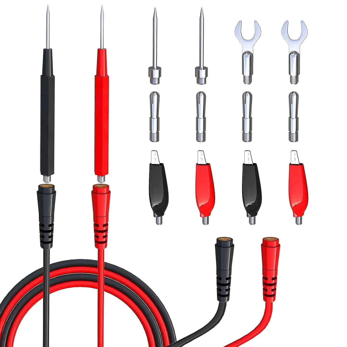 16PCS Multimeter Test Leads Kit - Replacement Test Wire Set with Alligator Clips, Banana Plugs Test Probes, for Multimeter