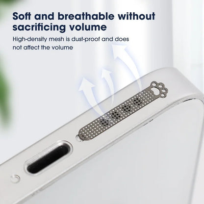 8pcs Cat Paw Styled Phone Dustproof Net Stickers: Metal Mesh Dust Covers for iPhone 12 13 Pro Max - Earpiece Speaker Hole Anti-Dust Solution