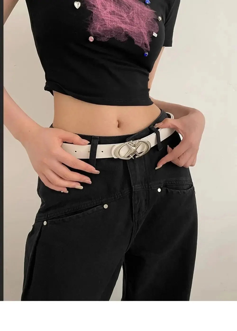Women’s Punk Star Buckle Belt – Cross Metal Vintage Gothic Y2K PU Leather Waistband for Pants & Jeans, Unisex Fashion Belt