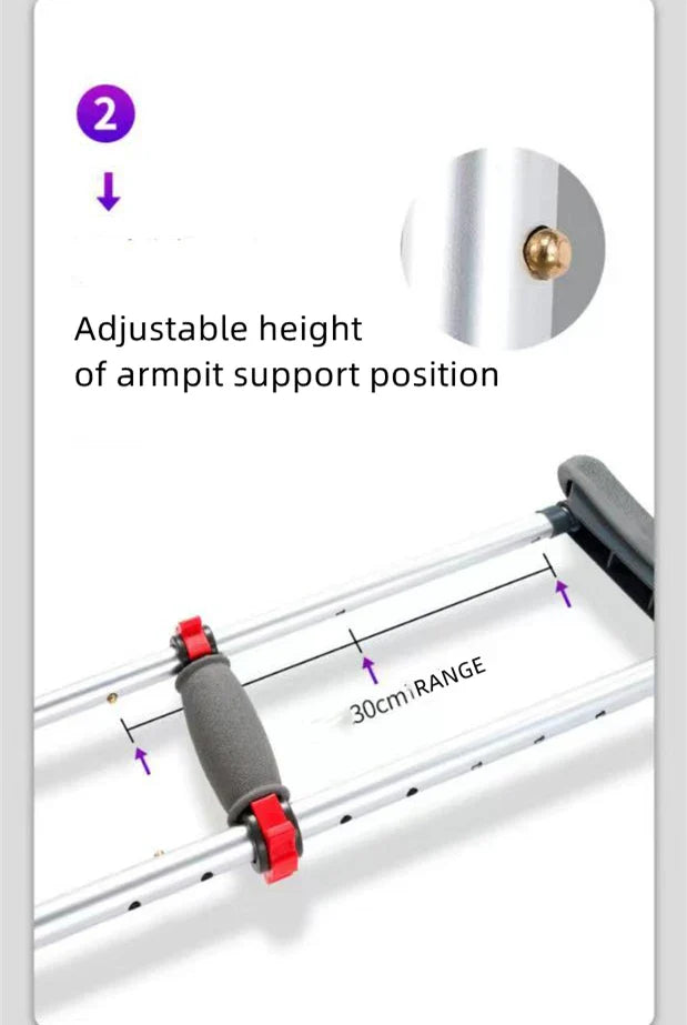 Aluminum Alloy Detachable Foldable Underarm Crutches — Armpit Walking Stick Mobility Aid for Elderly & Disabled