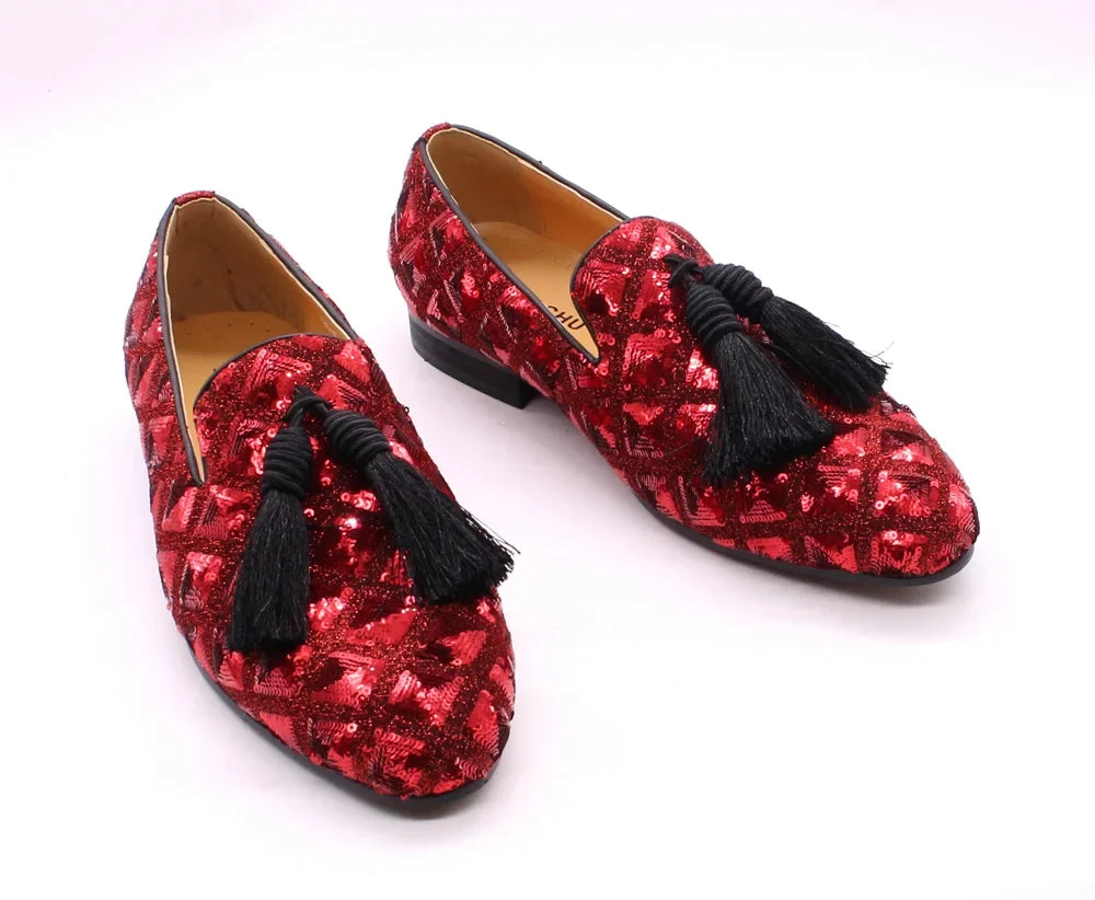 Men’s Tassel Loafers - Luxury Black and Red Designer-Inspired Wedding and Casual Dress Shoes for Spring and Summer