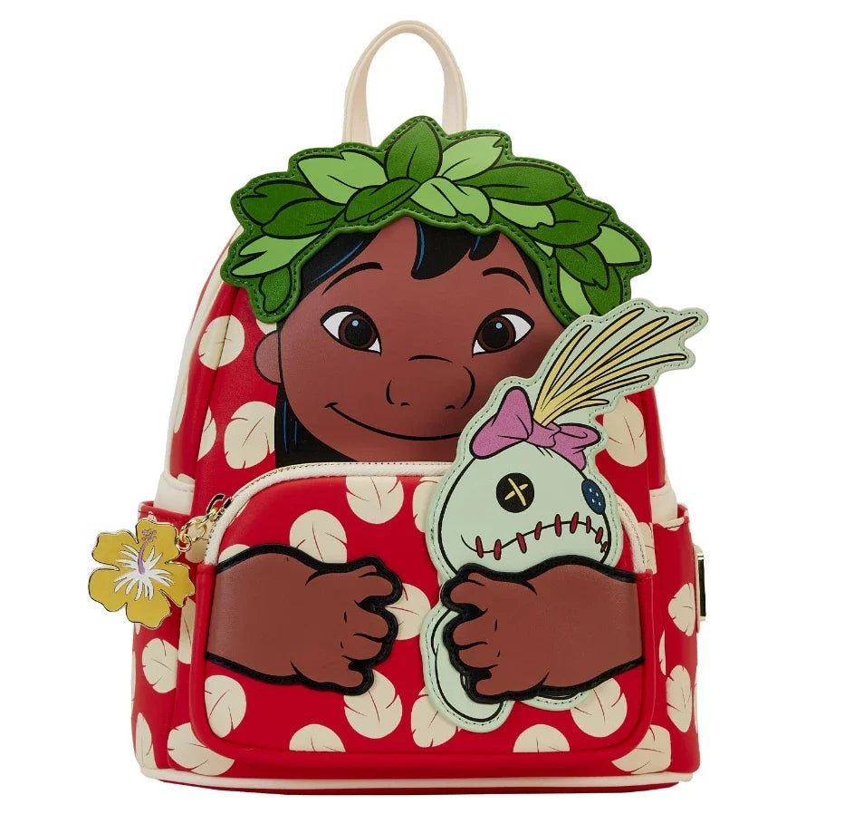 The Aristocats Marie Mini Backpack – Floral Print Schoolbag with Villains Scene, Maleficent & Sleeping Beauty Design for Kids