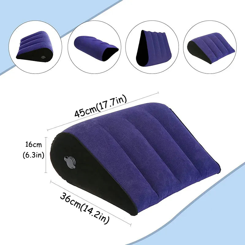 Multifunctional Inflatable Travel Pillow - Triangular Body and Lumbar Support Air Cushion for Yoga and Various Travel Positions