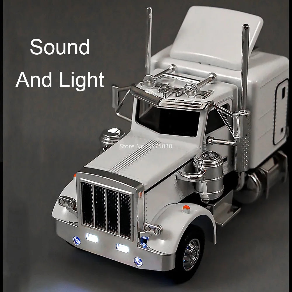 1:50 Diecast Transport Truck Model — Alloy Container Trailer with Doors, Light & Sound, Miniature Toy Gift for Kids