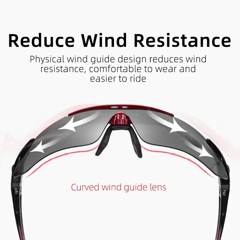 ROCKBROS Cycling Sunglasses — Polarized Photochromic MTB Sports Goggles with 5/3 Lenses