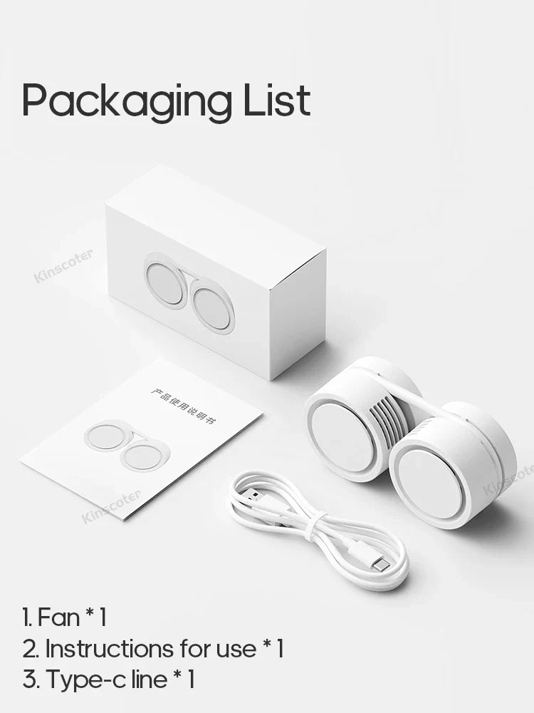 New Portable Neck Fan | Foldable Mini USB Rechargeable 1600mAh Silent Cooling Fan for Sports & Personal Use