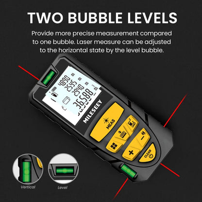 MILESEEY S2 Laser Tape Measure – 40M to 120M with Double Horizontal Bubble, Laser Distance Meter