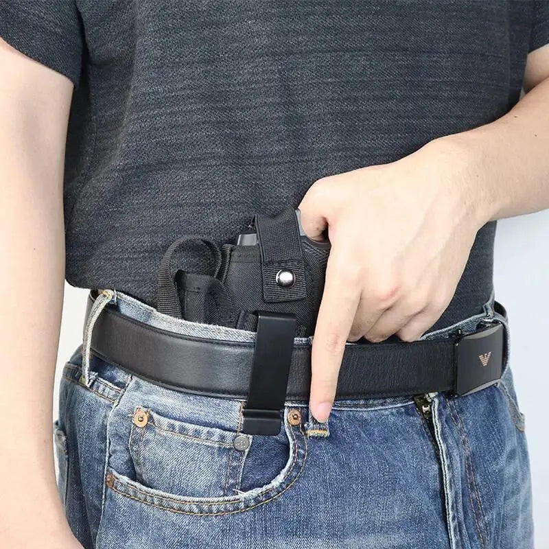 Outdoor Tactical Concealed Carry Gun Holster Belt with Bullet Clip – IWB/OWB Airsoft & Handgun Pistol Storage Bag for Hunting