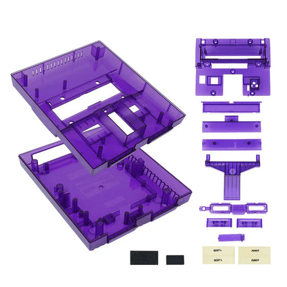 Bitfunx SNES Replacement Shell – Transparent Black Case for Nintendo SNES SFC US Version Retro Gaming Console