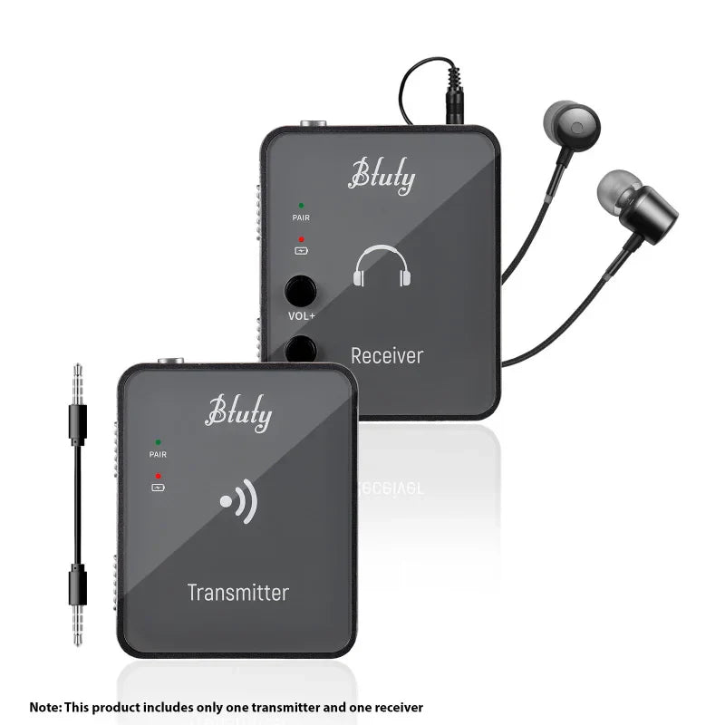 Btuty 2.4GHz Wireless Earphone Monitor System – Rechargeable Transmitter & Receiver with Lossless Digital Transmission