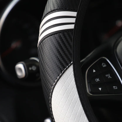 Little Monster PU Embossed Leather Steering Wheel Cover — No Inner Ring, Fits 14.5-15 Inch Wheels