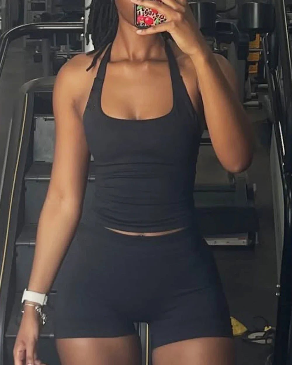Women’s Strappy Gym Tank Top – Padded Sports Bra Backless Seamless Yoga Crop Top Halter Fitness Vest Activewear