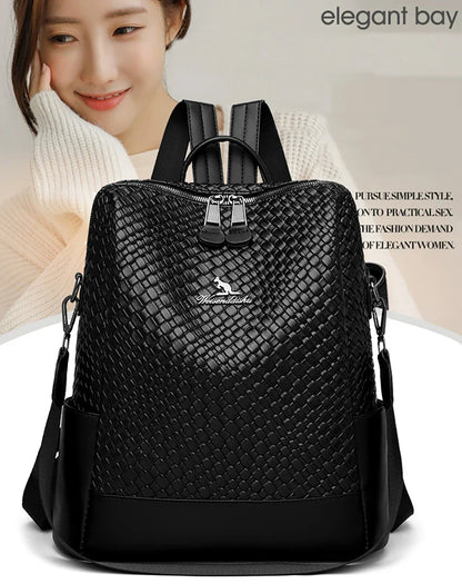 Luxury Women's Designer Backpack - High-Quality Leather, Large Capacity, Multifunctional Travel Mochila for Girls