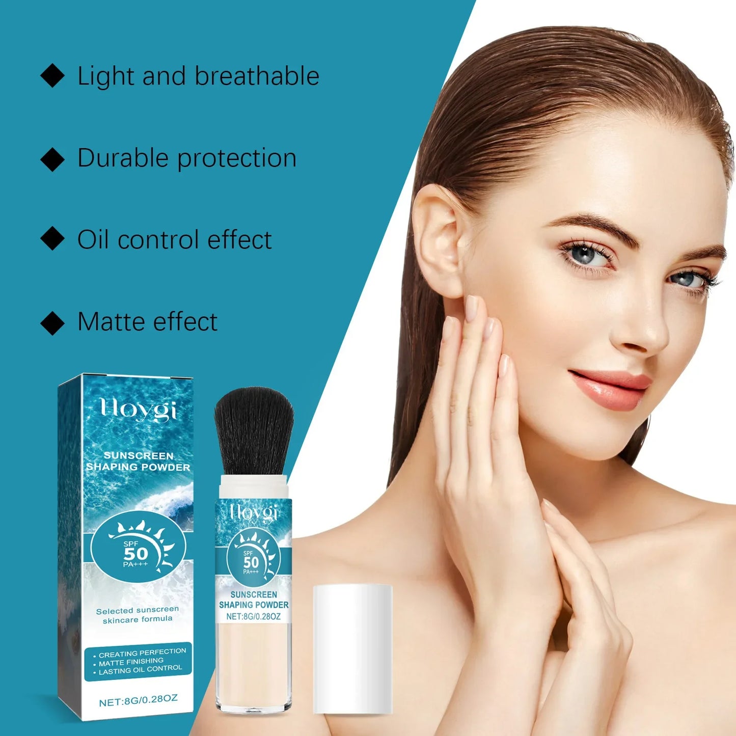 SPF50 Sunscreen Loose Powder – Full Coverage, Waterproof, Oil-Control Matte Setting Powder with Pore Blurring Sunblock