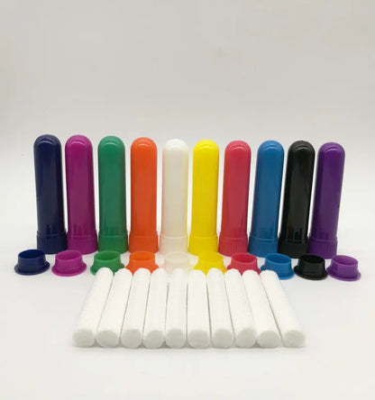 50/80/100 Sets Empty Nasal Inhaler Tubes – Portable Black & White Plastic Inhalers with Cotton Wicks for Essential Oils