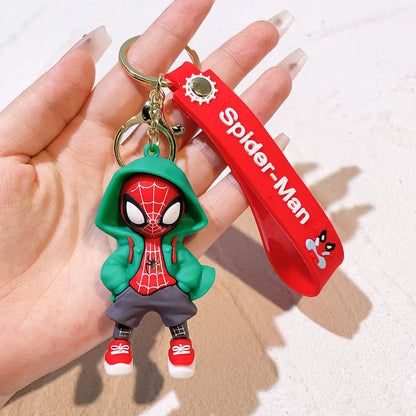 Marvel Spider-Man Action Figure Keychain — Cute Avengers Doll Widget with Iron Man & Captain America for Birthday Gifts