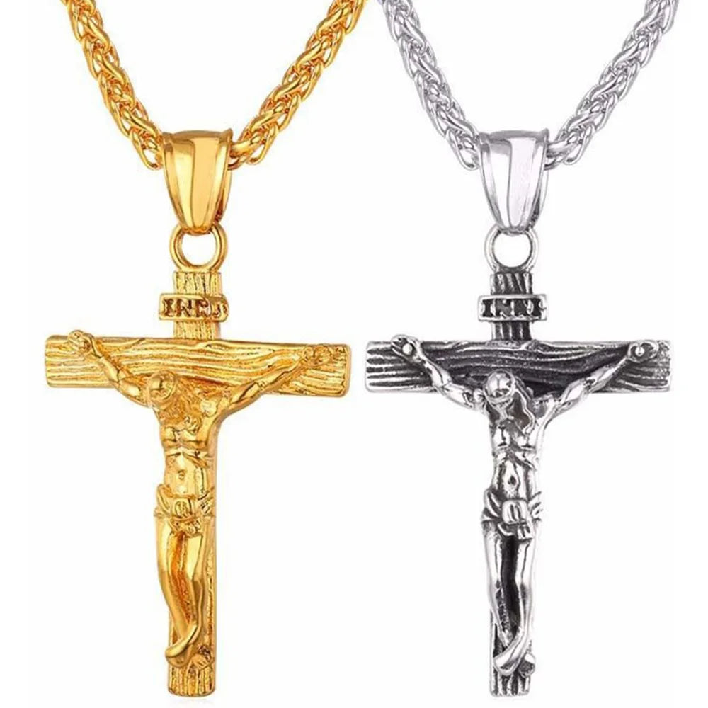 Premium Cross Necklace for Women - 18K Gold Plated Trendy Gold Cross Pendant Chain for Girls, Crucifix Necklace