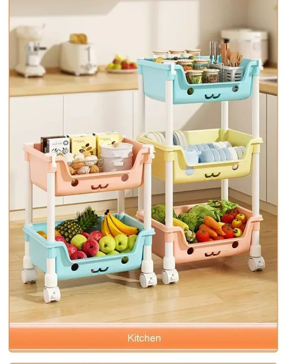 4 Layer Toy Storage Trolley & Bookshelf - Kids Organizer, Snack Rack, Bathroom & Kitchen Storage