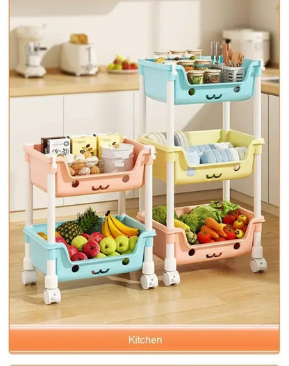 4 Layer Toy Storage Trolley & Bookshelf - Kids Organizer, Snack Rack, Bathroom & Kitchen Storage