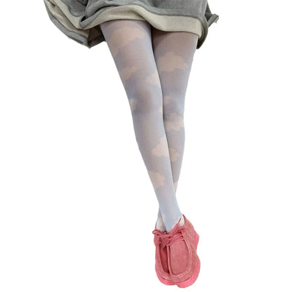 Women’s Patterned Pantyhose – Y2K Tie-Dye Sheer Tights with Hollow Mesh, Funky Grunge Streetwear Leggings