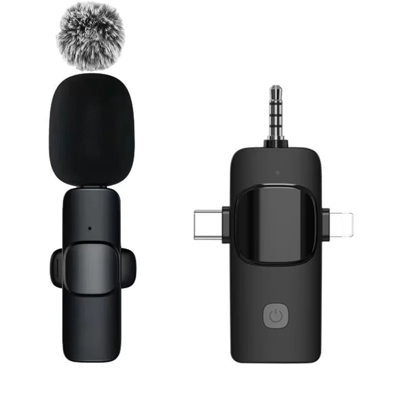 Basix Wireless Lavalier Microphone – Mini Windproof Audio Recorder with Replaceable Wool for iPhone 16, Vlog & YouTube Shooting