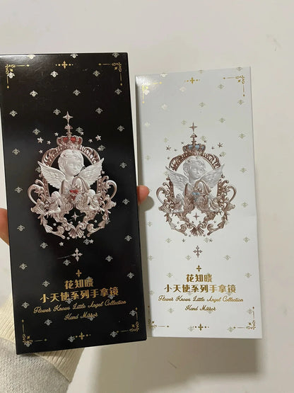 Flower Knows Angel Series Handheld Mirror – White, Black & Pink Compact Mirror