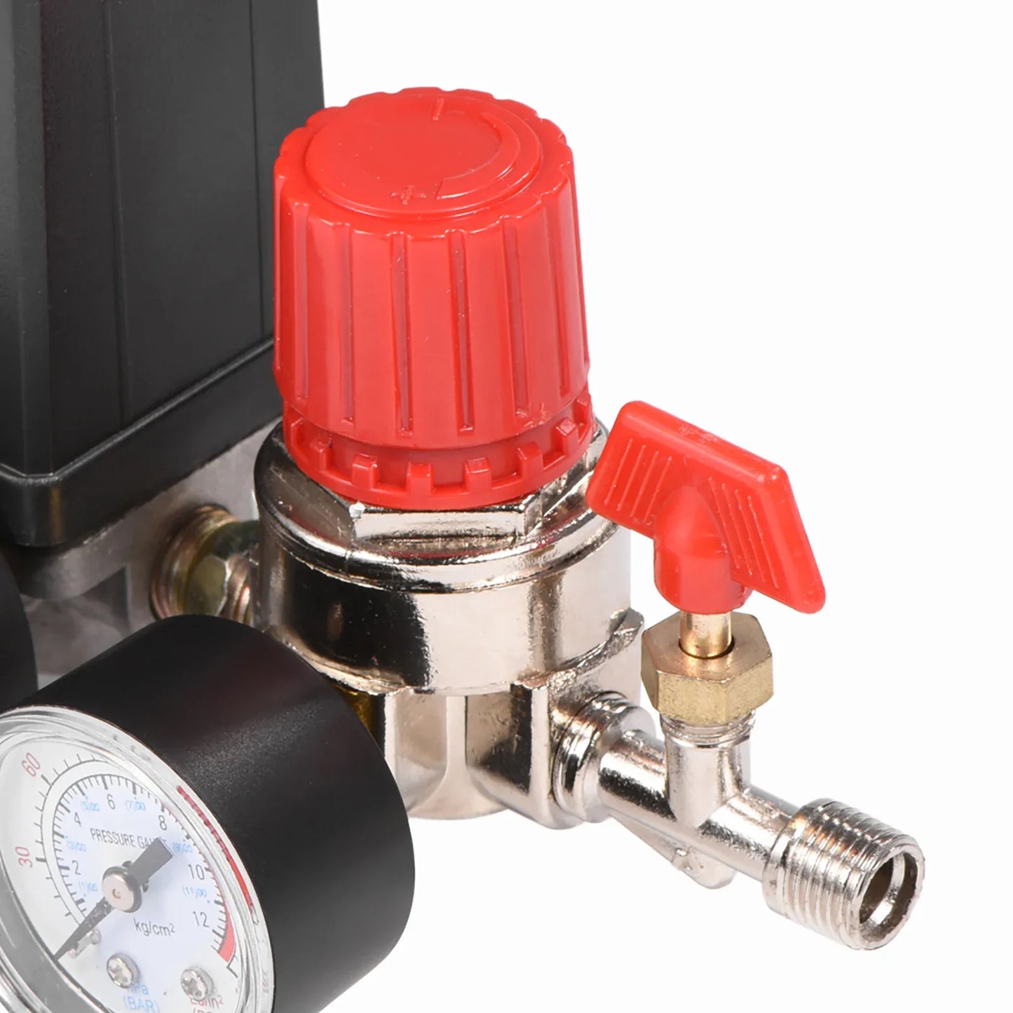 Air Compressor Pressure Switch Control Valve with Gauges - Small Regulator for Air Compressor Pressure Management