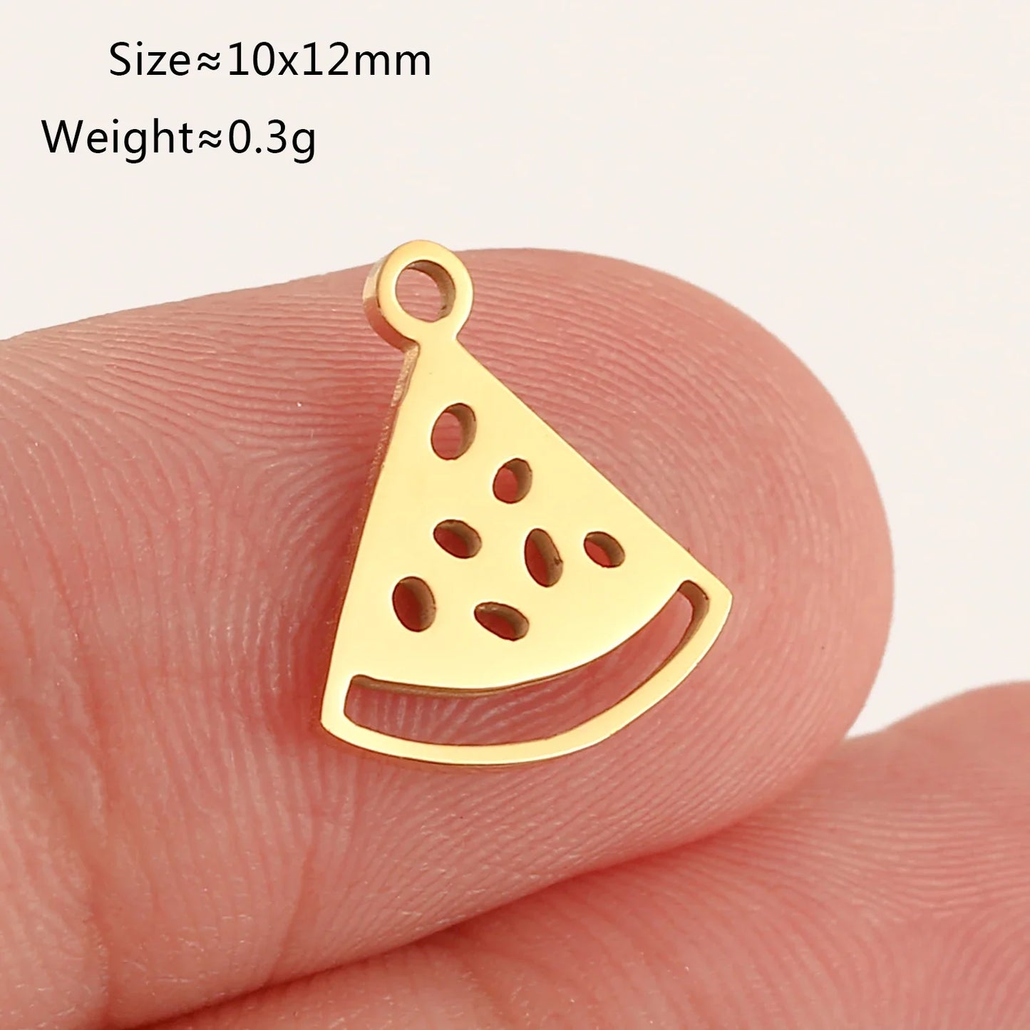 5pcs Stainless Steel Fruit Charms – Strawberry, Cherry, Pineapple & Watermelon Pendants for DIY Bracelets & Necklace Jewelry Making