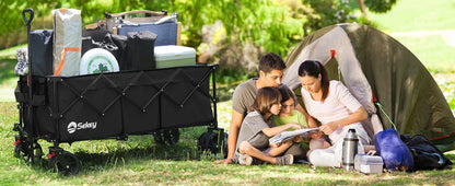 Sekey 48" Collapsible Folding Wagon — Heavy Duty 300L Utility Garden Cart with 440lbs Capacity