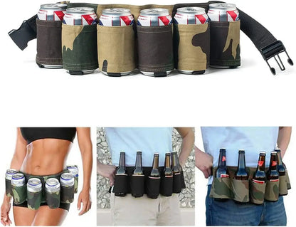 Adjustable Beer Belt Holster - Holds 6 Cans - Perfect Party Accessory for Beer and Soda Bottle Holder Belts - Waist Pack Bag for Ultimate Convenience