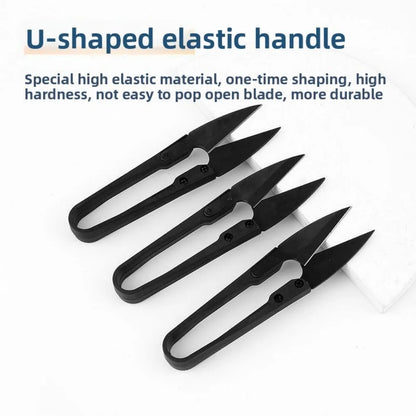 U-Shaped Carbon Steel Sewing Scissors - Stainless Elastic Shears for Clothing, Knitting & Crafts