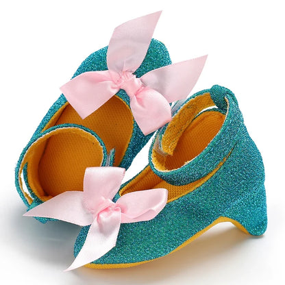 Newborn Baby Girl Princess Heels - Bow Party Crib Shoes for 0–5 Months