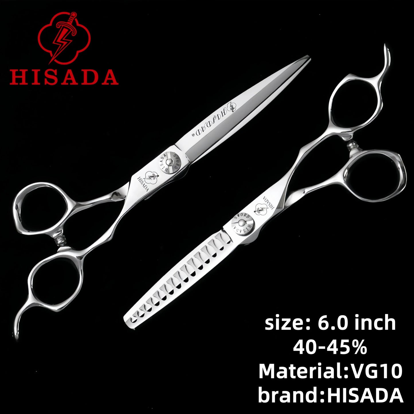 HISADA Professional Hairdressing Scissors – 6.0 Inch VG10 Barber Scissors for Salon Hair Cutting