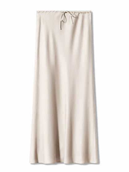 Women’s Long Satin Maxi Skirt – Luxury Shiny High Waist Straight Fit Elegant Skirt for Spring Summer Casual Fashion
