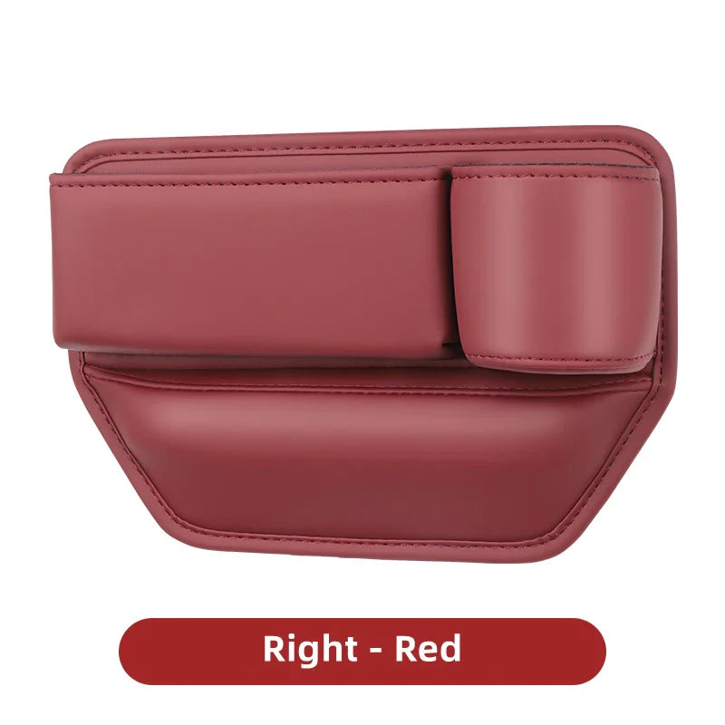 Leather Car Seat Gap Organizer – Multifunction Console Crevice Filler, Side Storage Box with Cup Holder, Car Interior Storage Pocket